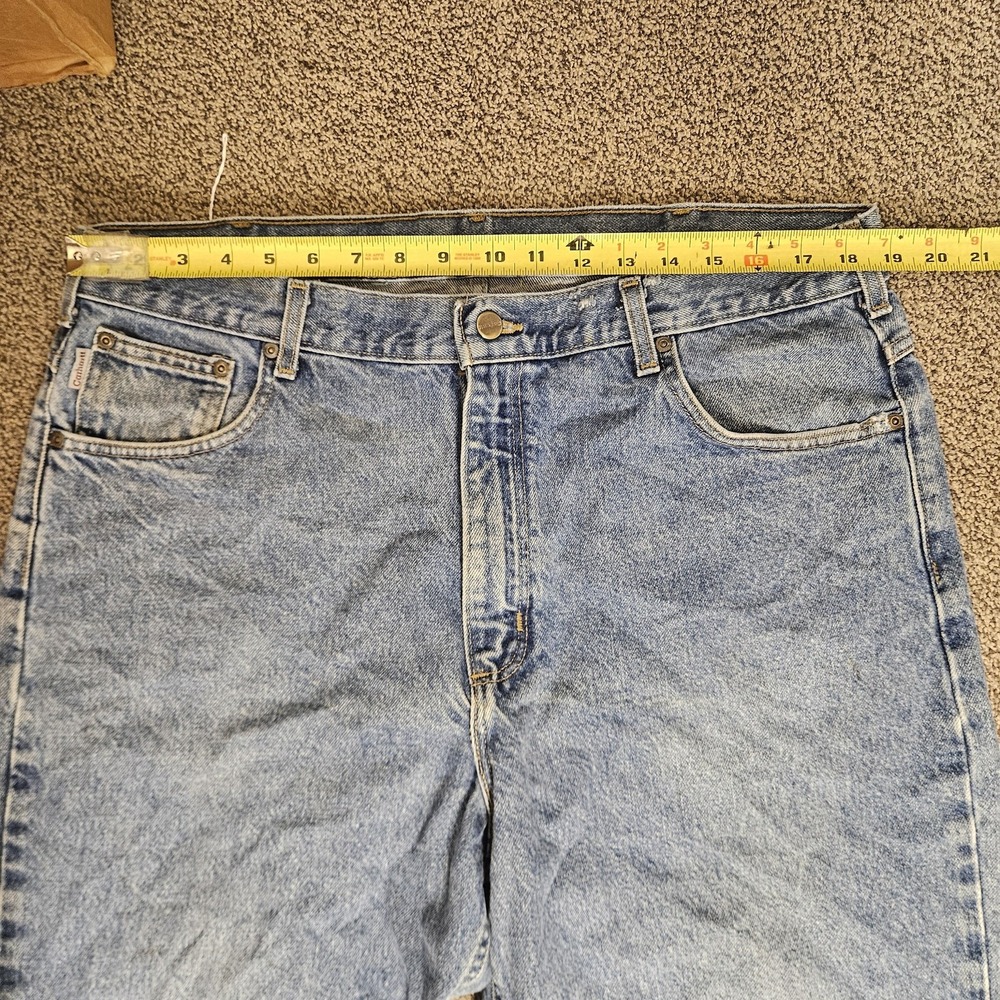 Carhartt‎ Carpenter Jeans Mens 36x31 Blue Denim Hammer Loop Workwear Utility - Picture 4 of 7